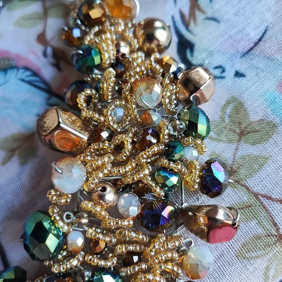 Vintage ALDO Arvane Retired Faceted Glass Beaded Thick Bib Necklace Seed Beads - Picture 7 of 9